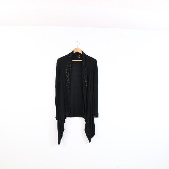 *LINE Black Rhinestone Hem Waterfall Cardigan - Picture 3 of 7